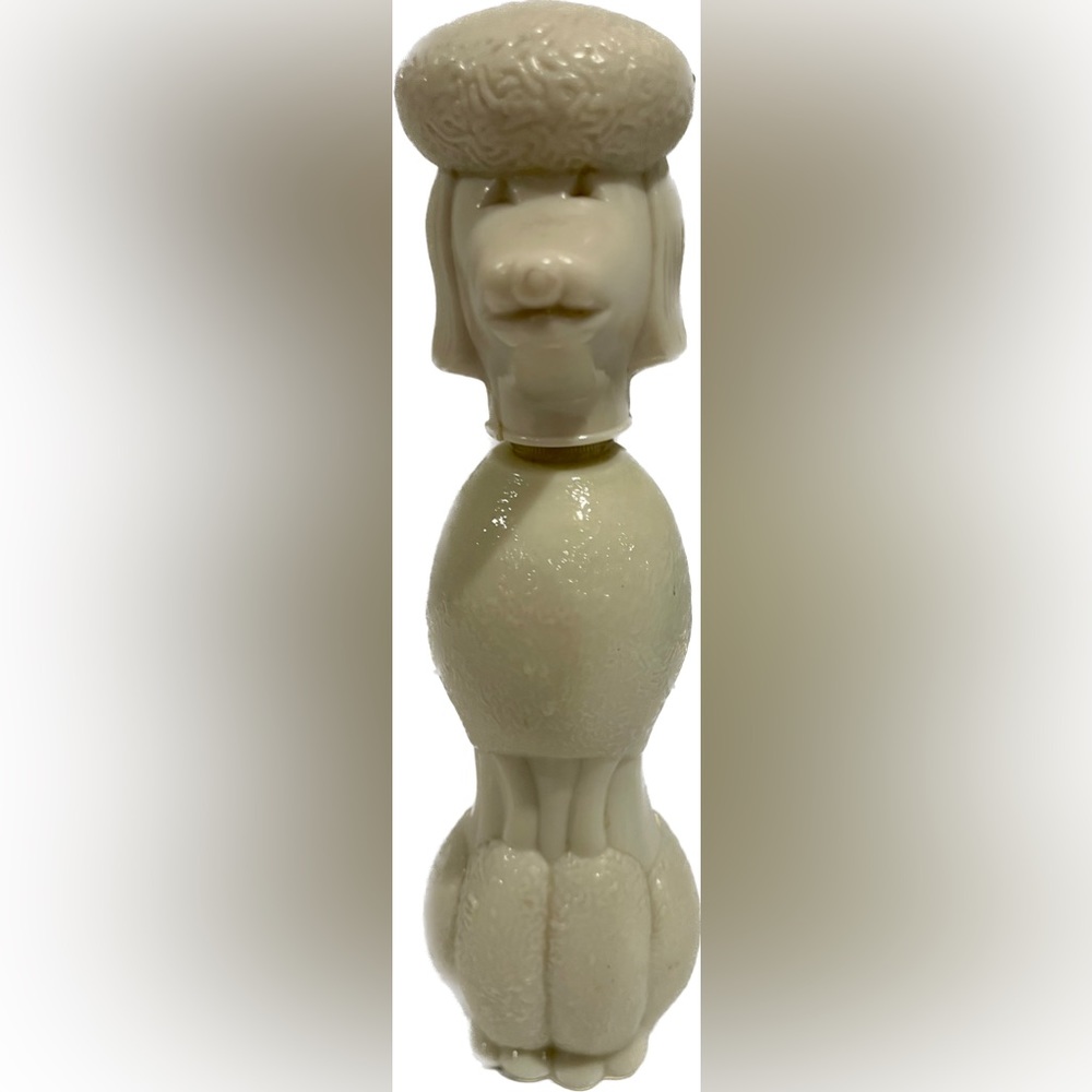 Vintage Avon poodle beige glass bottle